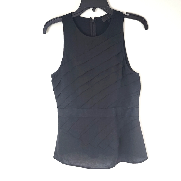 BANANA REPUBLIC WOMEN'S SLEEVELESS TIERED LAYER WAVE FRONT TOP SIZE 6 BLACK - Picture 2 of 10